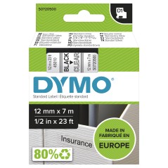 "DYMO D1 Standard 12mm Label Tape - High-Quality, Reliable, Manufacturer Part S0720500"